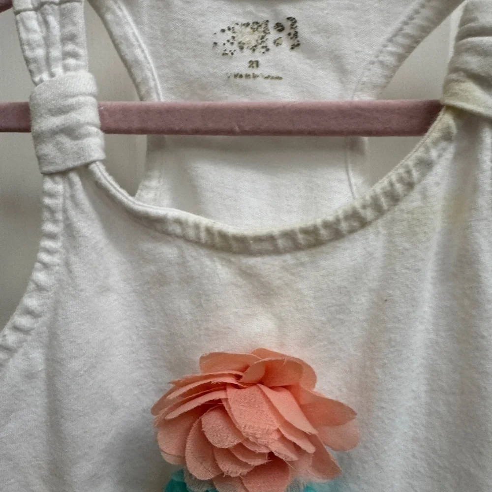 2T Girls White Ice Cream Floral Graphic Kids Sleeveless Tank Top Blouse Top